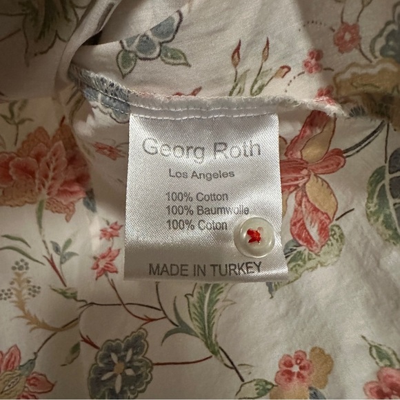 GEORG ROTH Los Angeles white floral print cotton Button up Shirt Size small - Picture 7 of 9